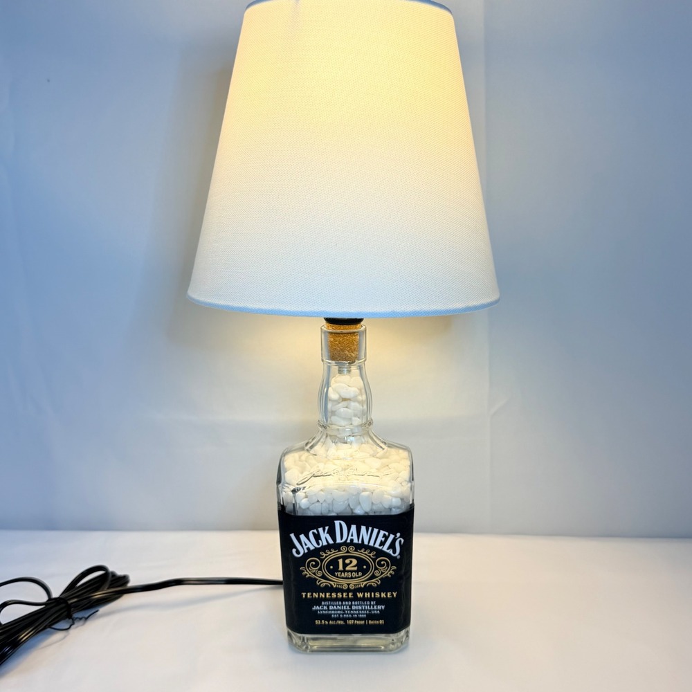 Jack Daniels 12 Year Old Batch‎ 1 Whiskey Bottle Table Lamp White Stone